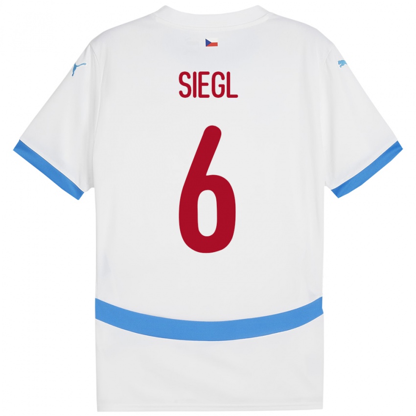 Niño Camiseta Chequia Patrik Siegl #6 Blanco 2ª Equipación 24-26 La Camisa Argentina