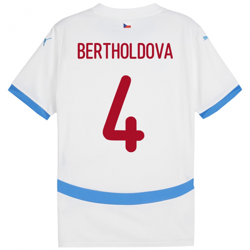 Niño Camiseta Chequia Petra Bertholdová #4 Blanco 2ª Equipación 24-26 La Camisa Argentina