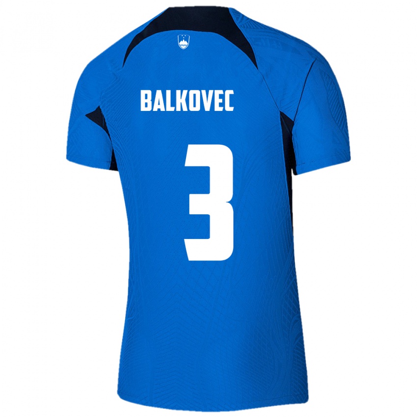 Niño Camiseta Eslovenia Jure Balkovec #3 Azul 2ª Equipación 24-26 La Camisa Argentina