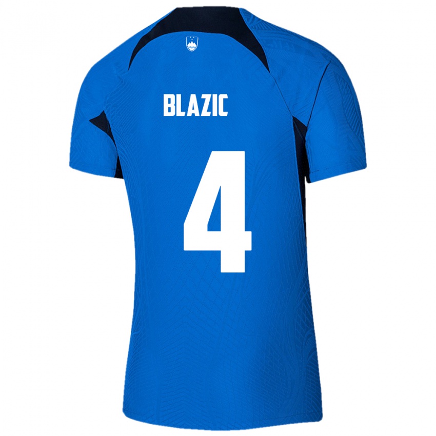 Niño Camiseta Eslovenia Miha Blazic #4 Azul 2ª Equipación 24-26 La Camisa Argentina