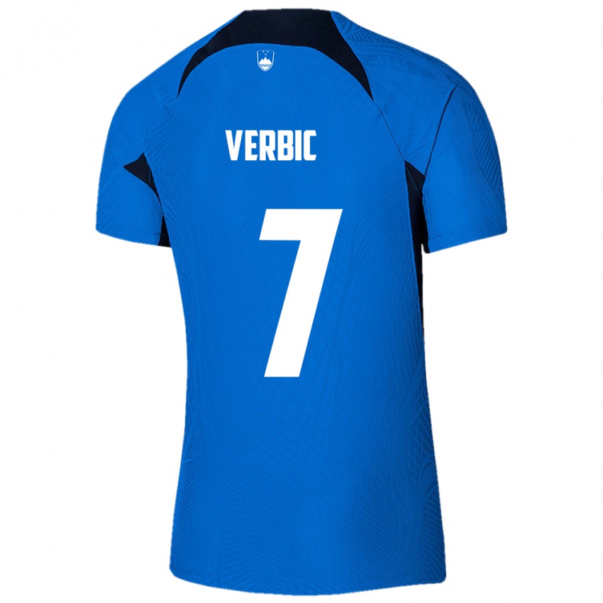 Niño Camiseta Eslovenia Benjamin Verbic #7 Azul 2ª Equipación 24-26 La Camisa Argentina