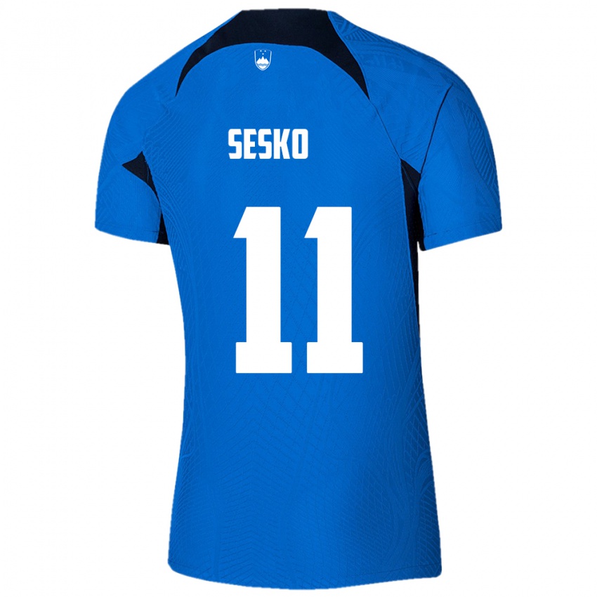 Niño Camiseta Eslovenia Benjamin Sesko #11 Azul 2ª Equipación 24-26 La Camisa Argentina