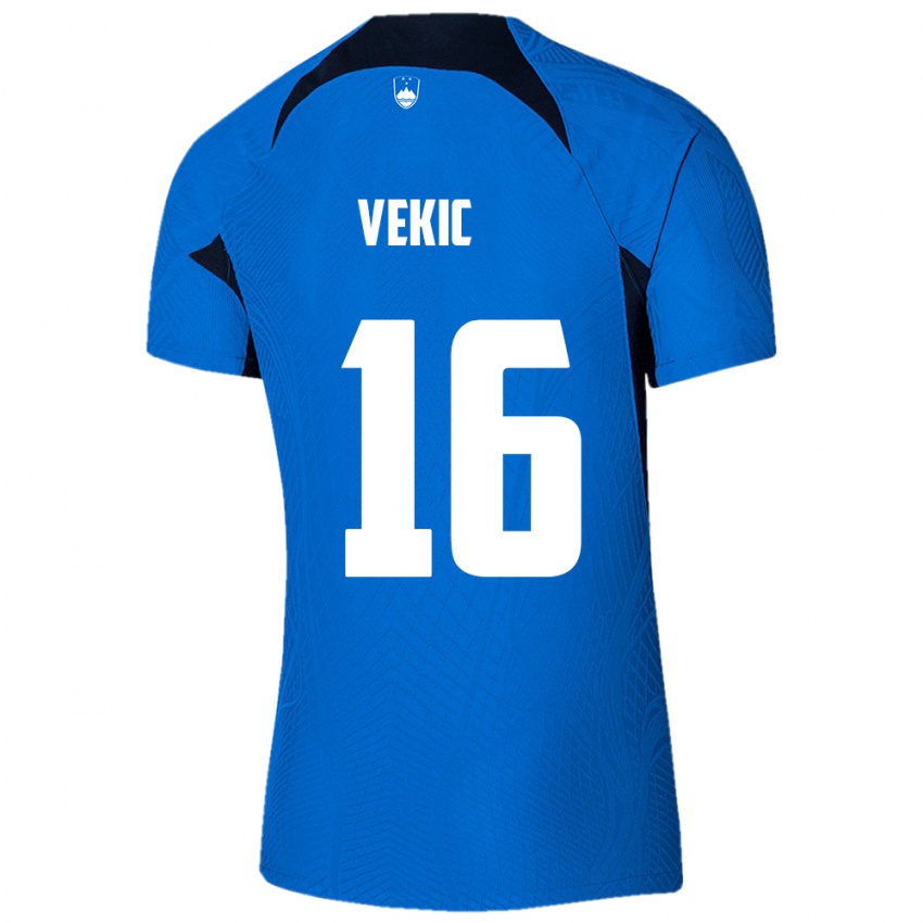 Niño Camiseta Eslovenia Igor Vekic #16 Azul 2ª Equipación 24-26 La Camisa Argentina