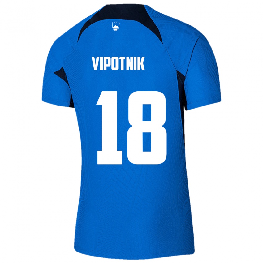 Niño Camiseta Eslovenia Zan Vipotnik #18 Azul 2ª Equipación 24-26 La Camisa Argentina