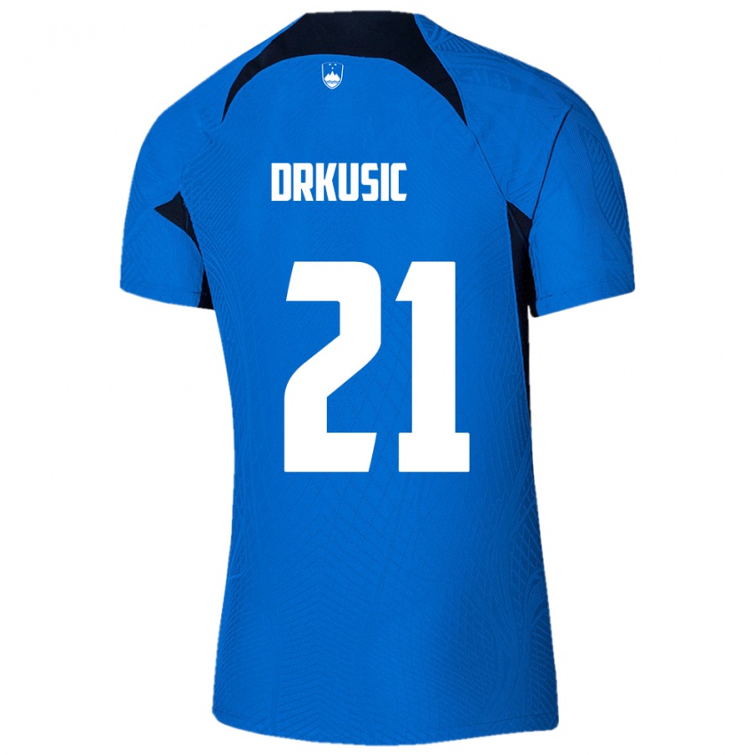 Niño Camiseta Eslovenia Vanja Drkusic #21 Azul 2ª Equipación 24-26 La Camisa Argentina