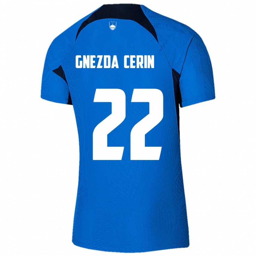 Niño Camiseta Eslovenia Adam Gnezda Cerin #22 Azul 2ª Equipación 24-26 La Camisa Argentina