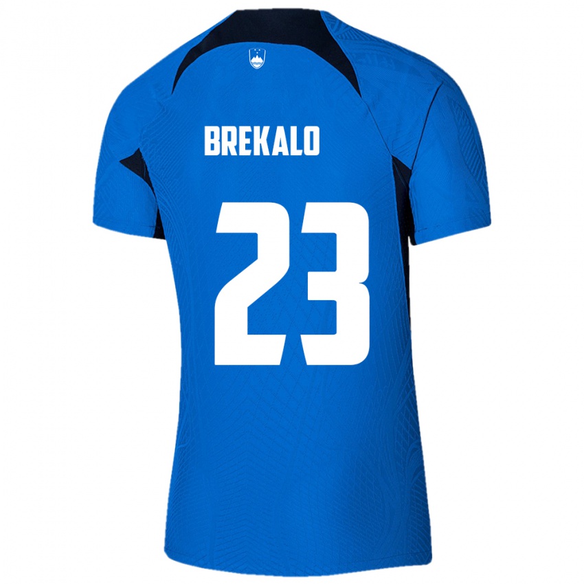 Niño Camiseta Eslovenia David Brekalo #23 Azul 2ª Equipación 24-26 La Camisa Argentina