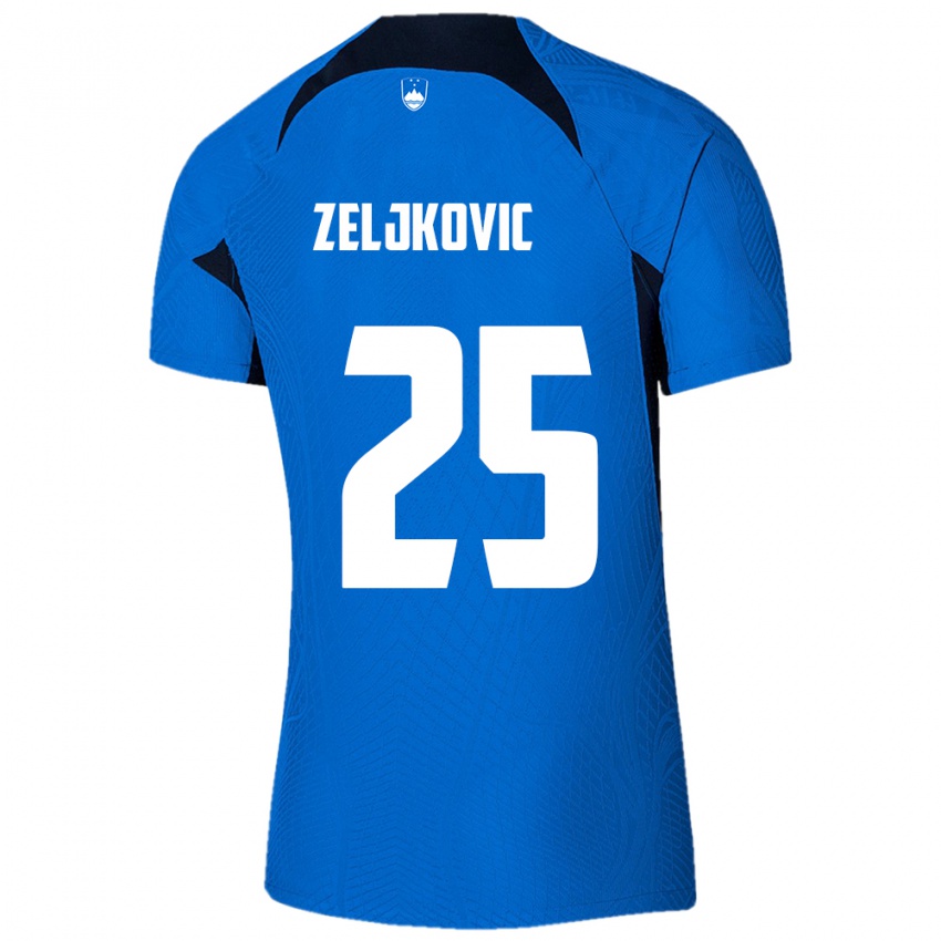 Niño Camiseta Eslovenia Adrian Zeljkovic #25 Azul 2ª Equipación 24-26 La Camisa Argentina