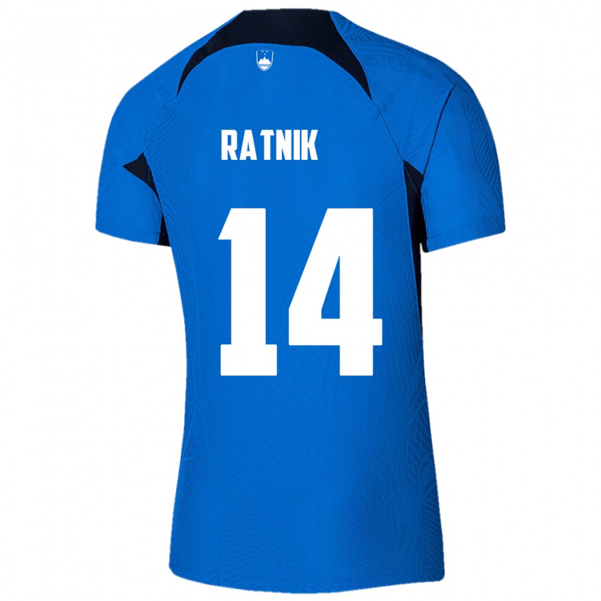 Niño Camiseta Eslovenia Marcel Ratnik #14 Azul 2ª Equipación 24-26 La Camisa Argentina