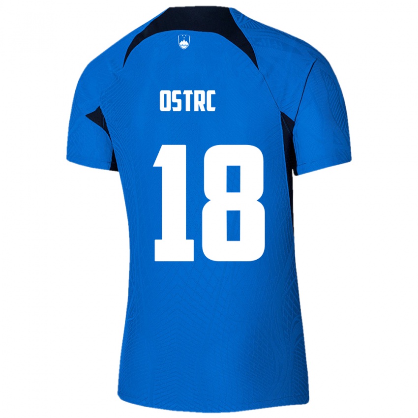 Niño Camiseta Eslovenia Enrik Ostrc #18 Azul 2ª Equipación 24-26 La Camisa Argentina