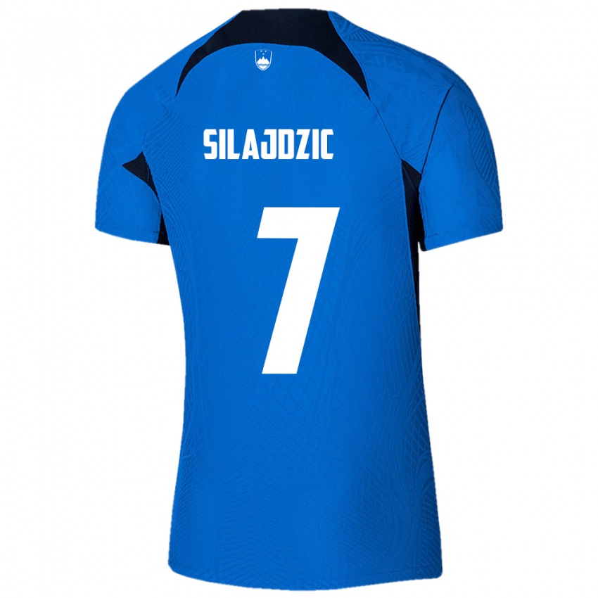 Niño Camiseta Eslovenia Riad Silajdzic #7 Azul 2ª Equipación 24-26 La Camisa Argentina