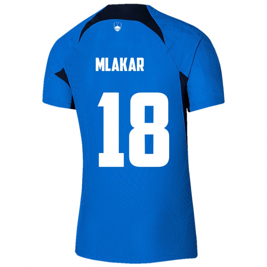 Niño Camiseta Eslovenia Luka Mlakar #18 Azul 2ª Equipación 24-26 La Camisa Argentina