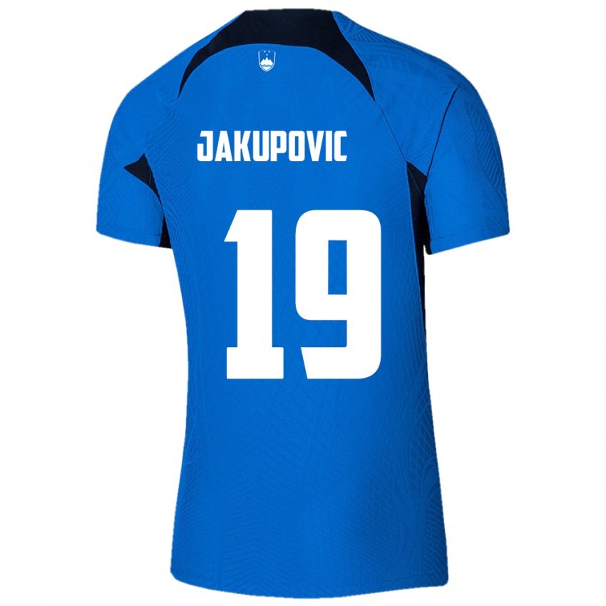 Niño Camiseta Eslovenia Aldin Jakupovic #19 Azul 2ª Equipación 24-26 La Camisa Argentina