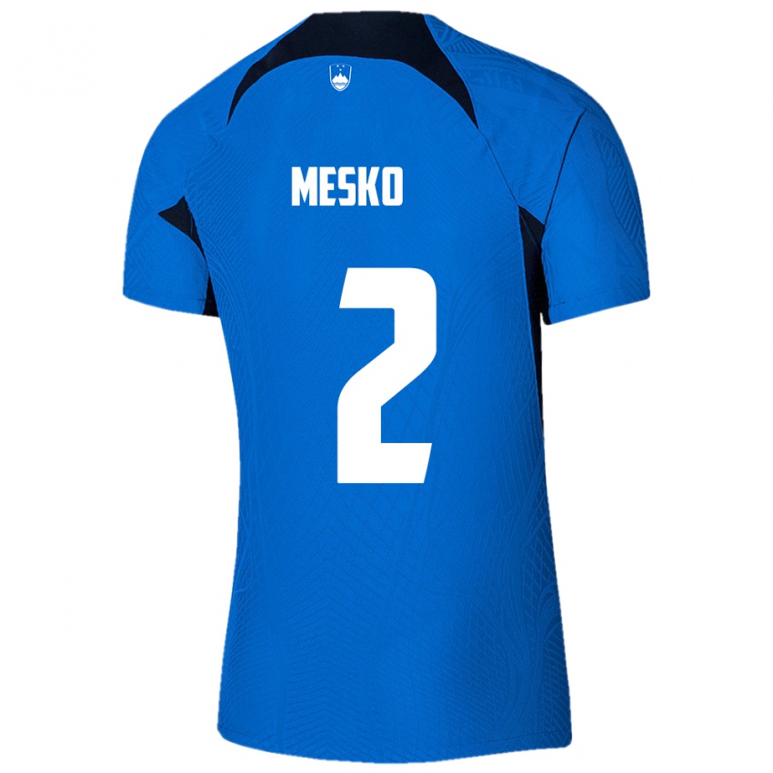 Niño Camiseta Eslovenia Zan Mesko #2 Azul 2ª Equipación 24-26 La Camisa Argentina