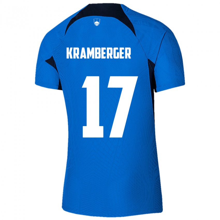 Niño Camiseta Eslovenia Enej Kramberger #17 Azul 2ª Equipación 24-26 La Camisa Argentina