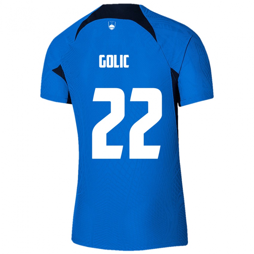 Niño Camiseta Eslovenia Tilen Golic #22 Azul 2ª Equipación 24-26 La Camisa Argentina