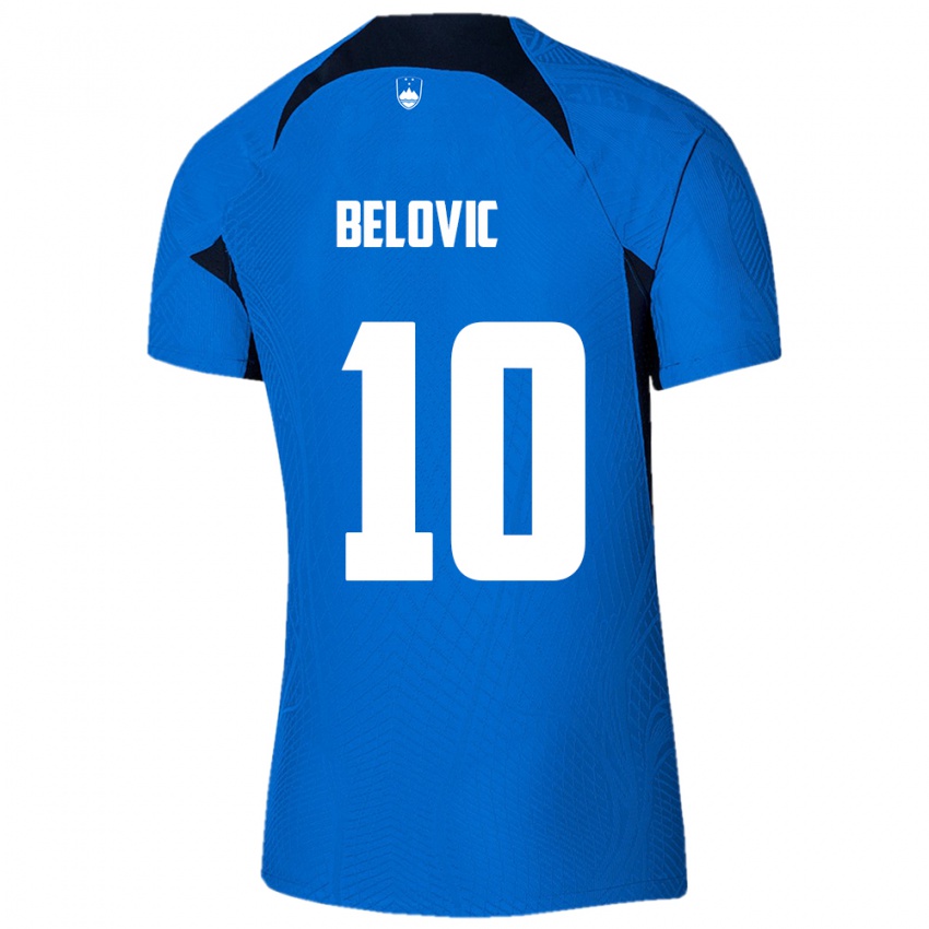 Niño Camiseta Eslovenia Nik Belovic #10 Azul 2ª Equipación 24-26 La Camisa Argentina