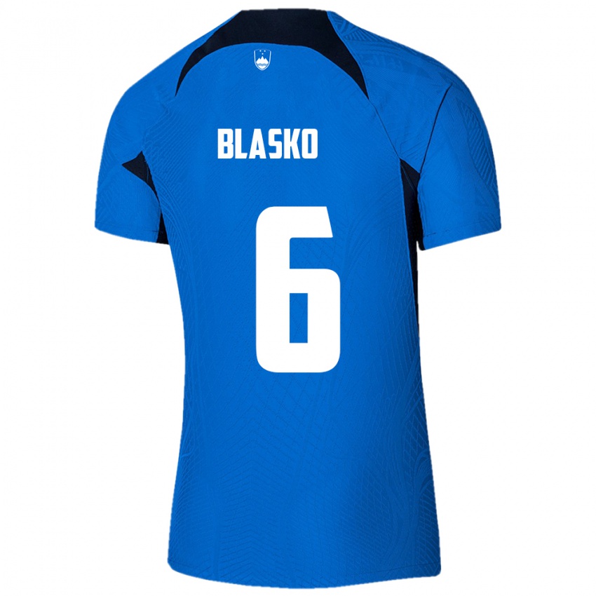 Niño Camiseta Eslovenia Svit Blasko #6 Azul 2ª Equipación 24-26 La Camisa Argentina