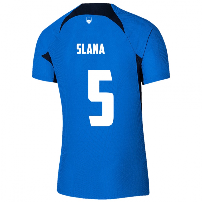 Niño Camiseta Eslovenia Filip Slana #5 Azul 2ª Equipación 24-26 La Camisa Argentina