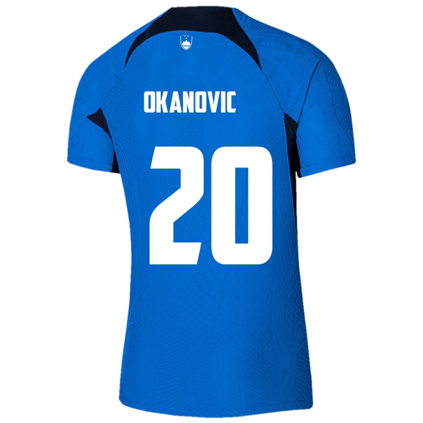 Niño Camiseta Eslovenia Deen Okanovic #20 Azul 2ª Equipación 24-26 La Camisa Argentina