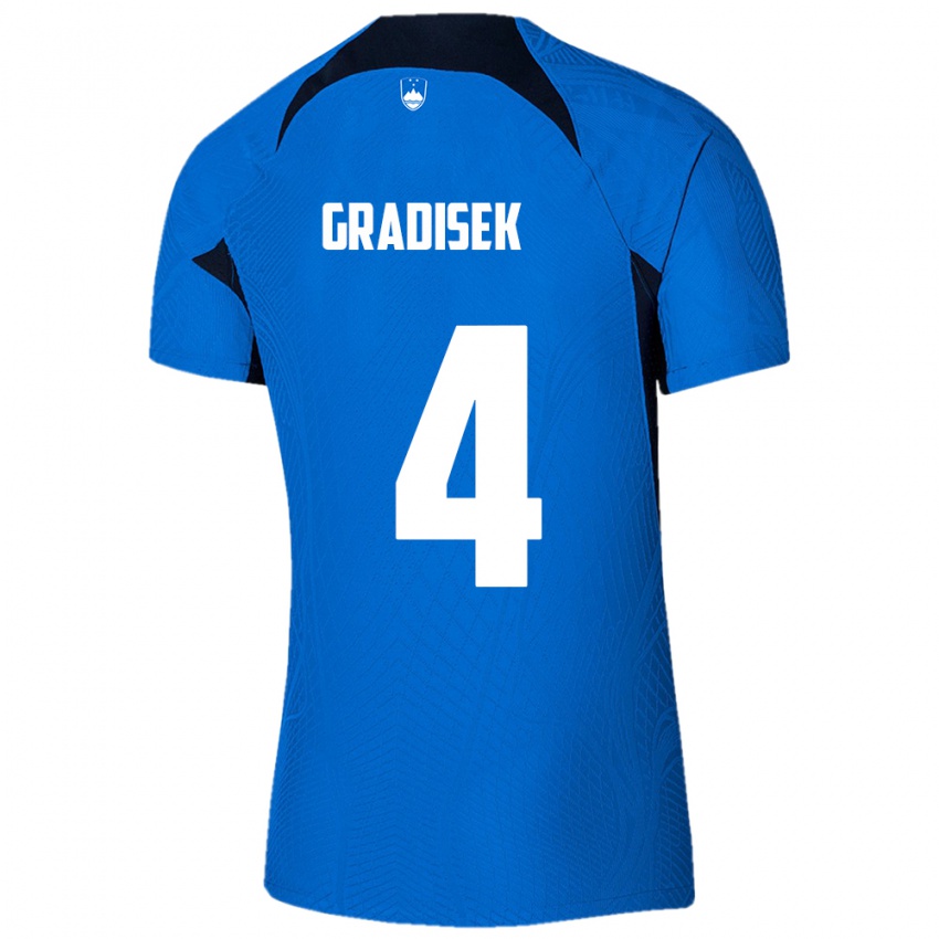 Niño Camiseta Eslovenia Sara Gradišek #4 Azul 2ª Equipación 24-26 La Camisa Argentina