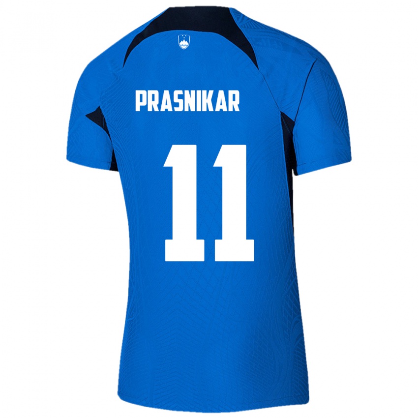 Niño Camiseta Eslovenia Lara Prašnikar #11 Azul 2ª Equipación 24-26 La Camisa Argentina