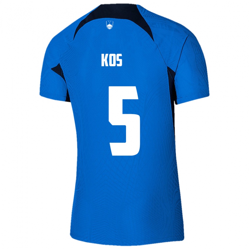 Niño Camiseta Eslovenia Evelina Kos #5 Azul 2ª Equipación 24-26 La Camisa Argentina