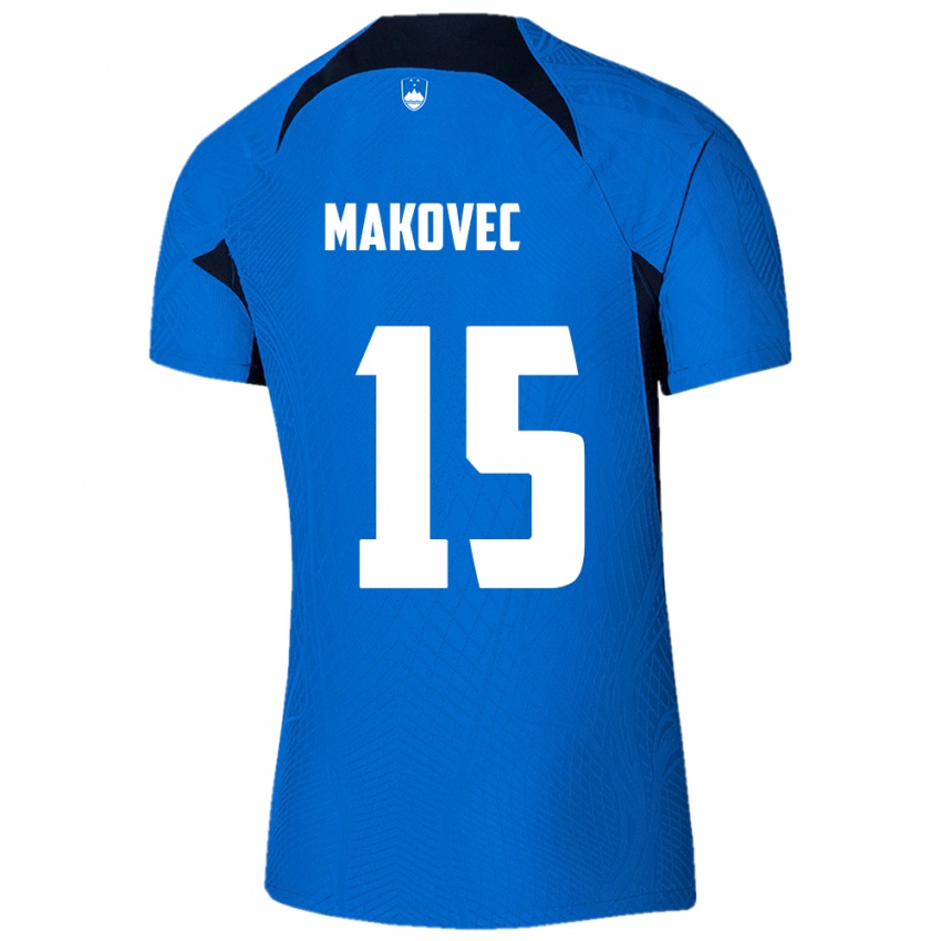 Niño Camiseta Eslovenia Sara Makovec #15 Azul 2ª Equipación 24-26 La Camisa Argentina