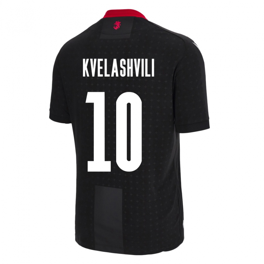 Niño Camiseta Georgia Nikoloz Kvelashvili #10 Negro 2ª Equipación 24-26 La Camisa Argentina