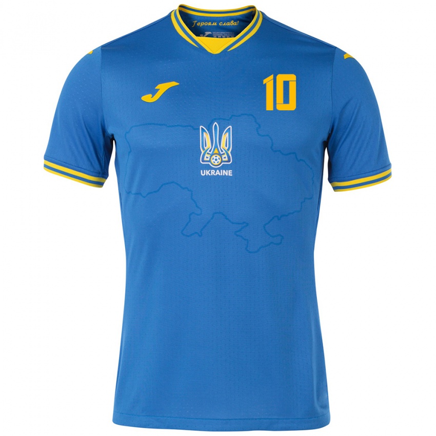 Niño Camiseta Ucrania Andriy Matkevych #10 Azul 2ª Equipación 24-26 La Camisa Argentina