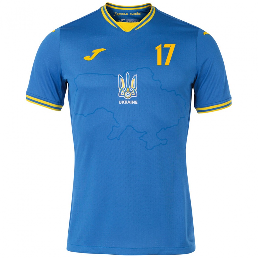 Niño Camiseta Ucrania Daryna Apanashchenko #17 Azul 2ª Equipación 24-26 La Camisa Argentina