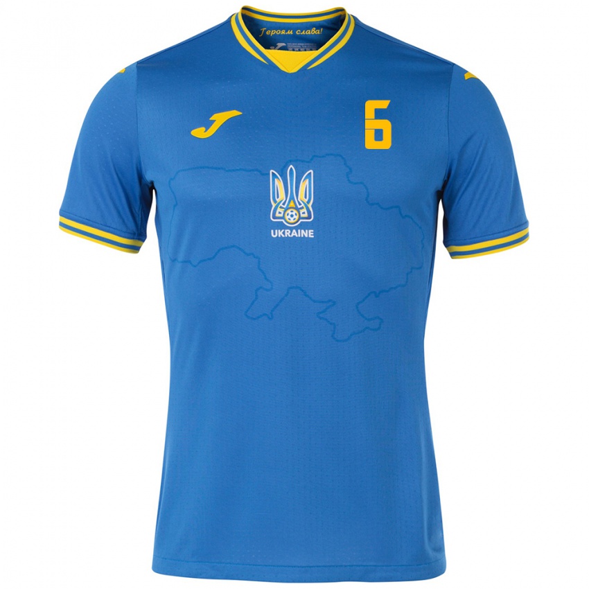 Niño Camiseta Ucrania Maksym Stryukov #6 Azul 2ª Equipación 24-26 La Camisa Argentina