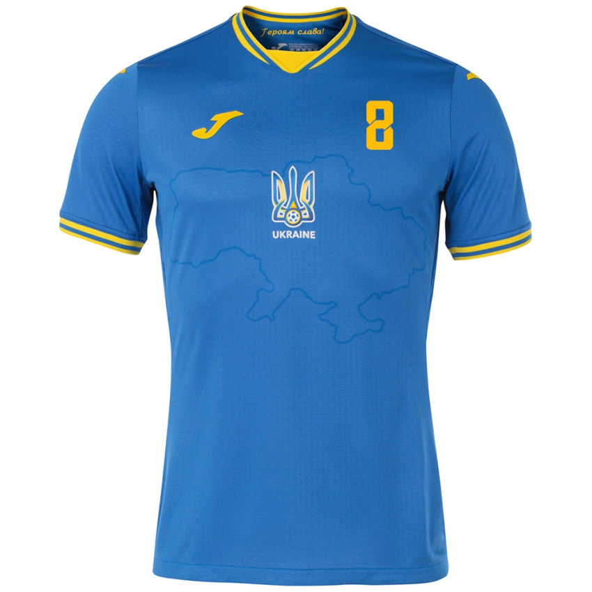 Niño Camiseta Ucrania Ruslan Malinovskyi #8 Azul 2ª Equipación 24-26 La Camisa Argentina