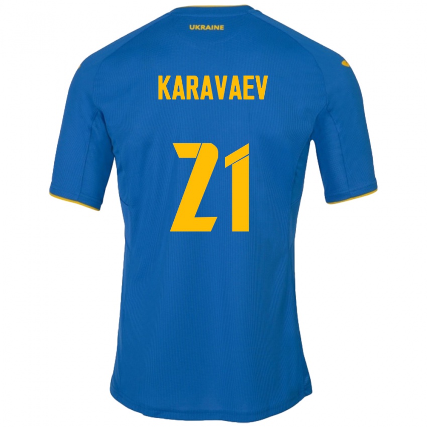 Niño Camiseta Ucrania Oleksandr Karavaev #21 Azul 2ª Equipación 24-26 La Camisa Argentina