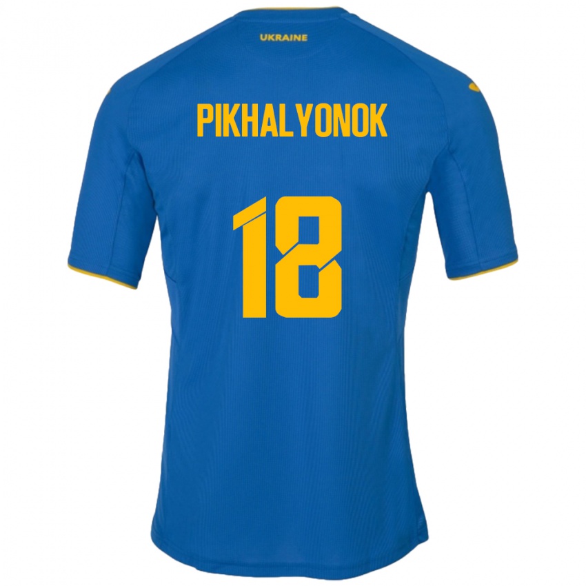 Niño Camiseta Ucrania Oleksandr Pikhalyonok #18 Azul 2ª Equipación 24-26 La Camisa Argentina