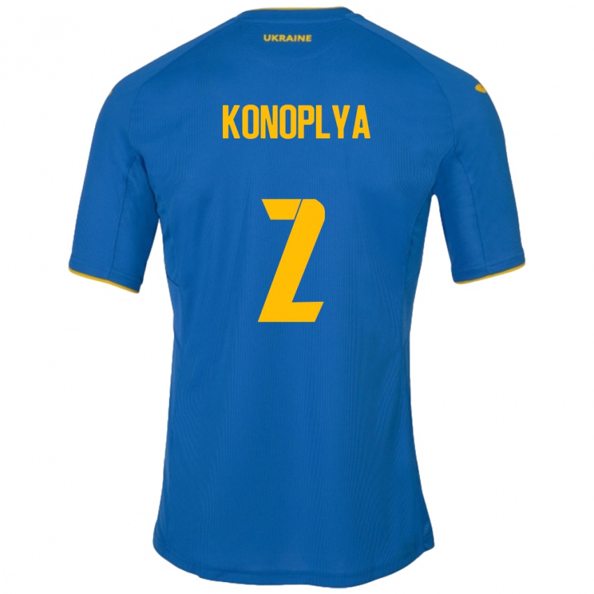 Niño Camiseta Ucrania Yukhym Konoplya #2 Azul 2ª Equipación 24-26 La Camisa Argentina