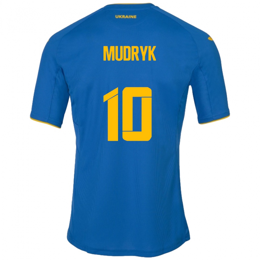 Niño Camiseta Ucrania Mykhaylo Mudryk #10 Azul 2ª Equipación 24-26 La Camisa Argentina