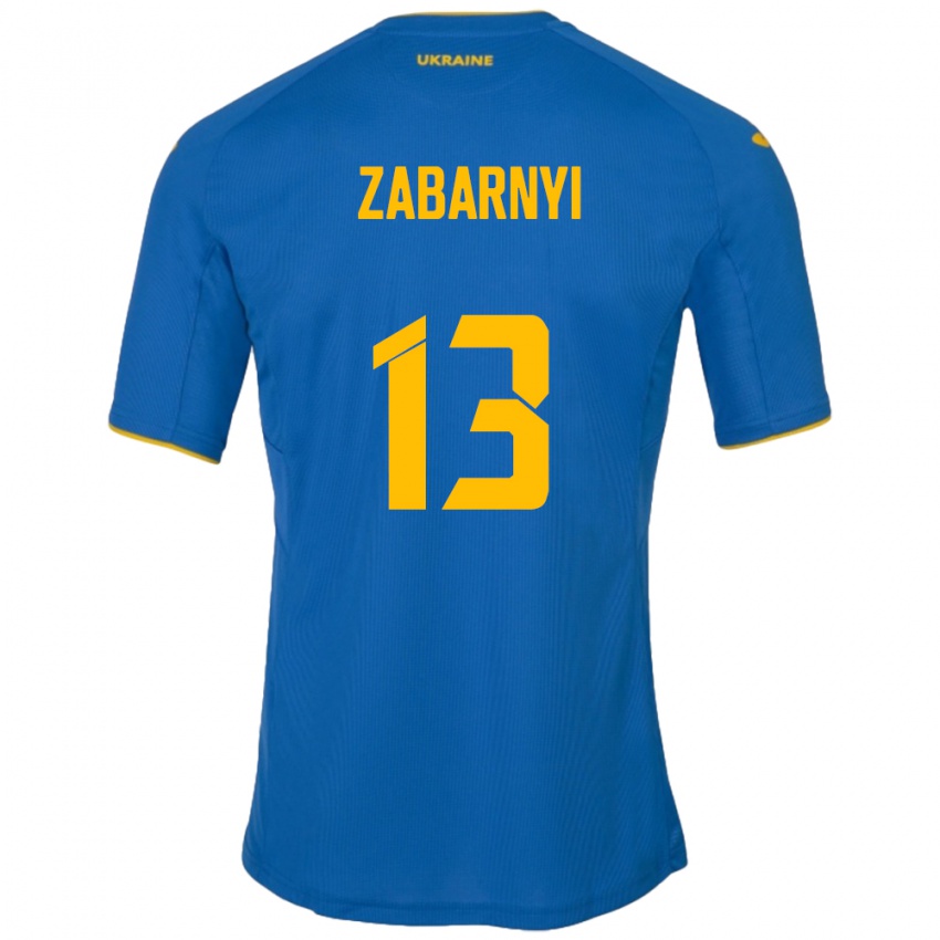 Niño Camiseta Ucrania Ilya Zabarnyi #13 Azul 2ª Equipación 24-26 La Camisa Argentina