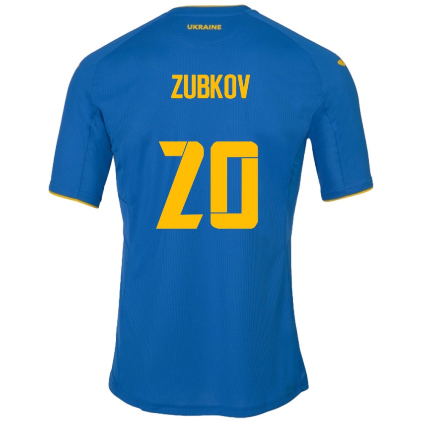 Niño Camiseta Ucrania Oleksandr Zubkov #20 Azul 2ª Equipación 24-26 La Camisa Argentina