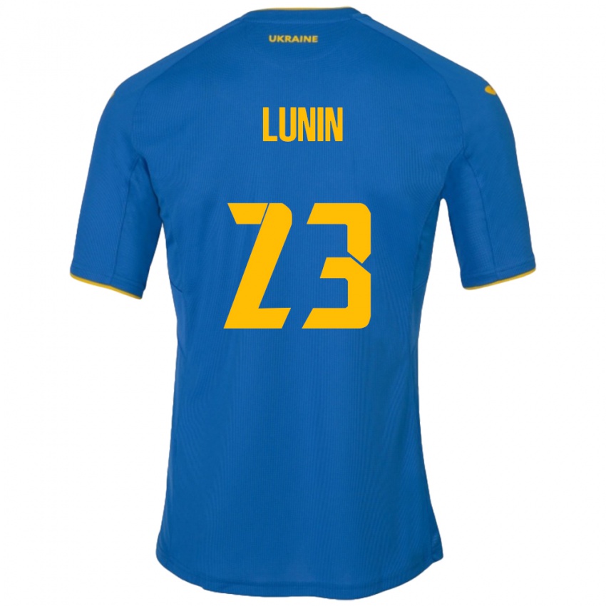 Niño Camiseta Ucrania Andriy Lunin #23 Azul 2ª Equipación 24-26 La Camisa Argentina