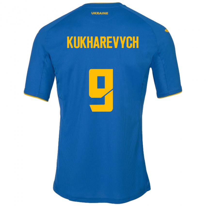 Niño Camiseta Ucrania Mykola Kukharevych #9 Azul 2ª Equipación 24-26 La Camisa Argentina