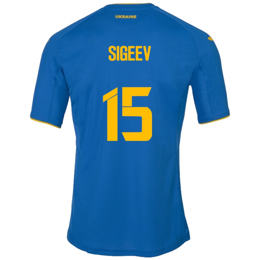 Niño Camiseta Ucrania Kyrylo Sigeev #15 Azul 2ª Equipación 24-26 La Camisa Argentina