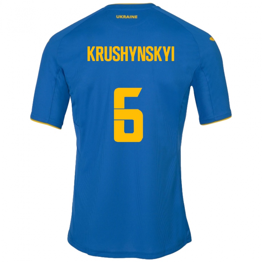 Niño Camiseta Ucrania Borys Krushynskyi #6 Azul 2ª Equipación 24-26 La Camisa Argentina