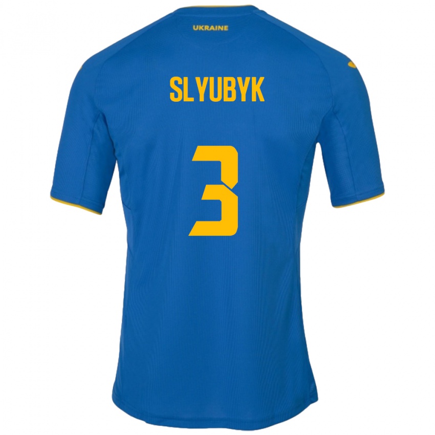 Niño Camiseta Ucrania Bogdan Slyubyk #3 Azul 2ª Equipación 24-26 La Camisa Argentina