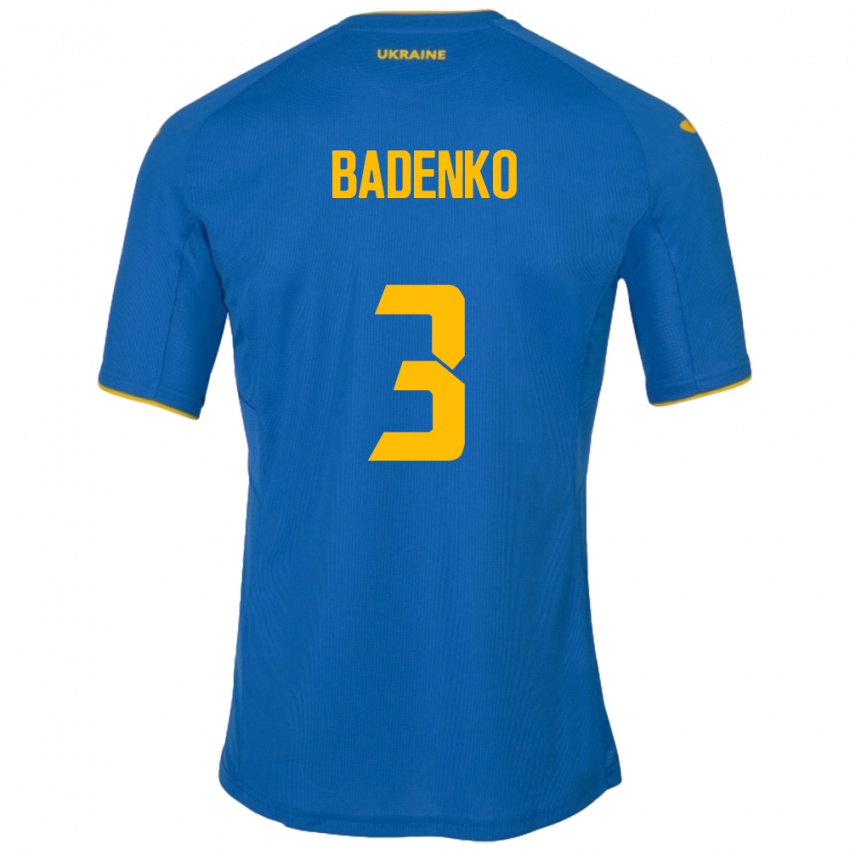 Niño Camiseta Ucrania Ilya Badenko #3 Azul 2ª Equipación 24-26 La Camisa Argentina