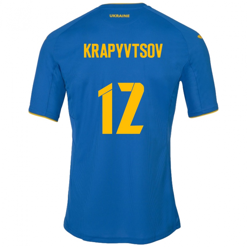 Niño Camiseta Ucrania Vladyslav Krapyvtsov #12 Azul 2ª Equipación 24-26 La Camisa Argentina