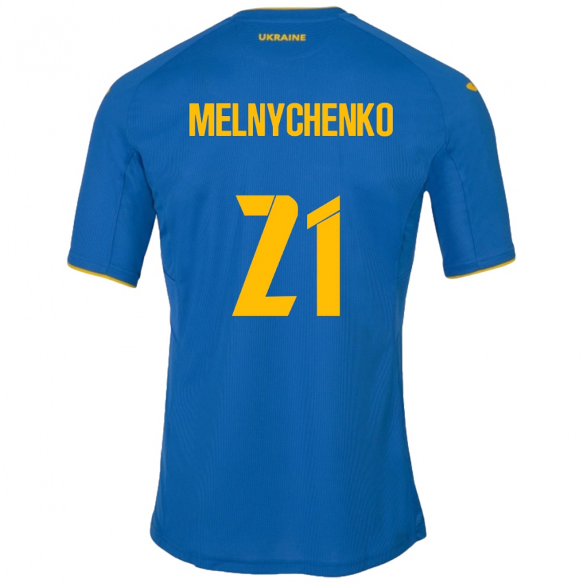 Niño Camiseta Ucrania Maksym Melnychenko #21 Azul 2ª Equipación 24-26 La Camisa Argentina