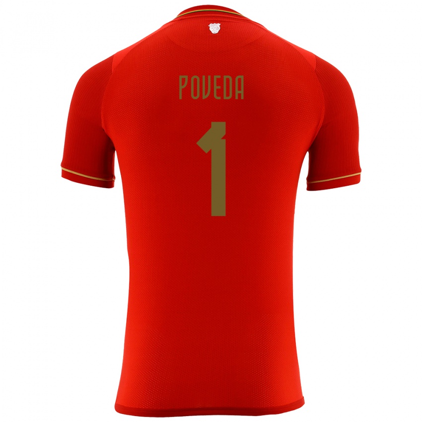 Niño Camiseta Bolivia Bruno Poveda #1 Rojo 2ª Equipación 24-26 La Camisa Argentina