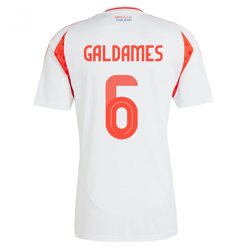 Niño Camiseta Chile Thomas Galdames #6 Blanco 2ª Equipación 24-26 La Camisa Argentina