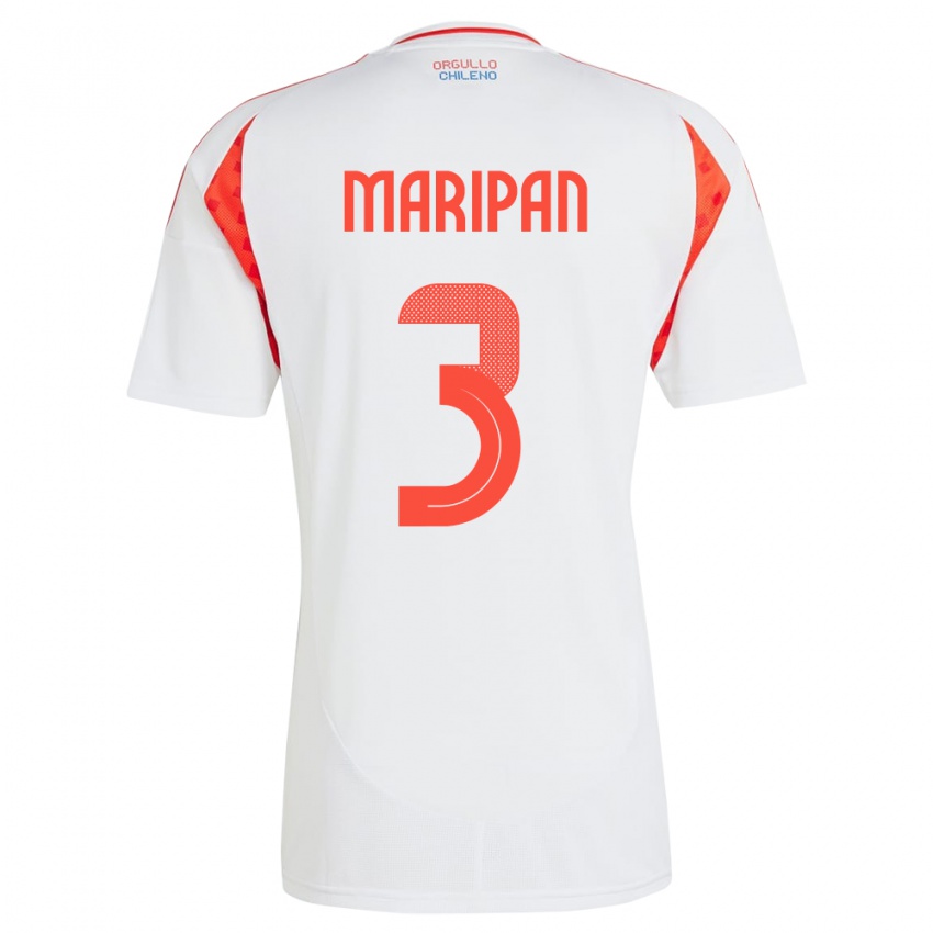 Niño Camiseta Chile Guillermo Maripán #3 Blanco 2ª Equipación 24-26 La Camisa Argentina